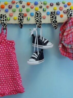 Elizabeth Carlton Studio NUBBY 5 HOOK HANGER Pottery 19” $125